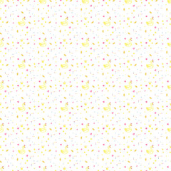 Seamless pattern of swans and hearts. Watercolor illustration.