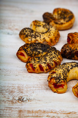 Homemade cookies with poppy seeds and jam