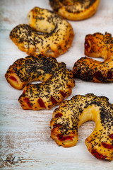 Homemade cookies with poppy seeds and jam