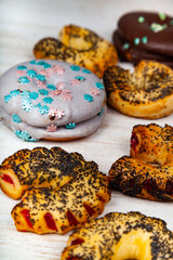 Homemade cookies with poppy seeds and donuts