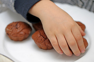 baking in the oven, blushing tasty cookies on the tray