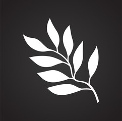 Tropic leaf on black background for graphic and web design, Modern simple vector sign. Internet concept. Trendy symbol for website design web button or mobile app