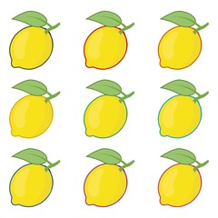 Lemon icon or logo, Citrus fruit, color set