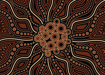 Aboriginal dot art vector painting. Connection concept