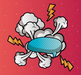 speech bubble with smoke pop art style