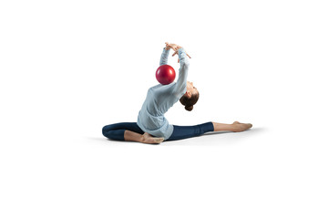 Rhythmic gymnastics isolated on white