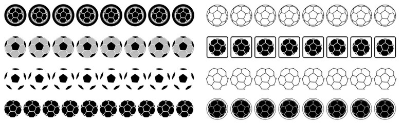Fußball Trennlinie Bordüre Grenze Rahmen Abgrenzung - football soccer borders divider design decoration elements #vector - obrazy, fototapety, plakaty