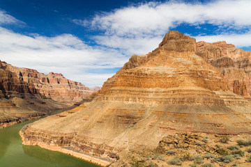 landscape and nature concept - view of grand canyon cliffs and colorado river