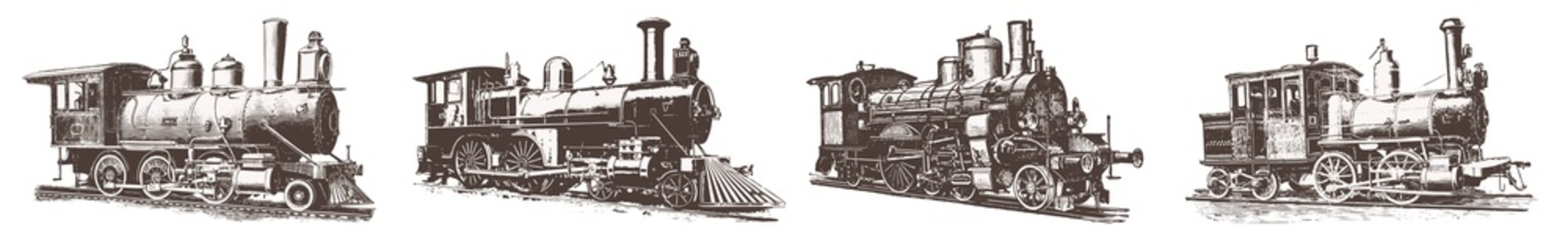 Locomotive engine vintage railway set #vector &ndash; Lokomotiven Dampflokomotive Eisenbahn