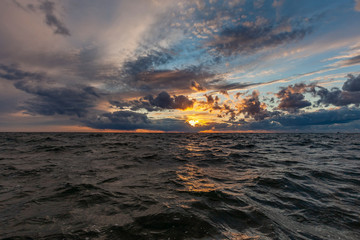 colorful sunset on the sea