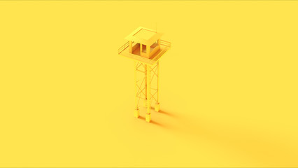 Yellow Watch Tower 3d illustration 
