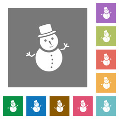 Snowman square flat icons