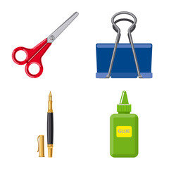 Isolated object of office and supply icon. Collection of office and school stock vector illustration.