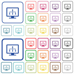 TV select source outlined flat color icons