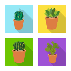 Isolated object of cactus and pot sign. Set of cactus and cacti stock vector illustration.