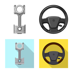 Isolated object of auto and part sign. Set of auto and car vector icon for stock.