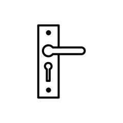 Black & white illustration of door handle. Vector line icon. Isolated object
