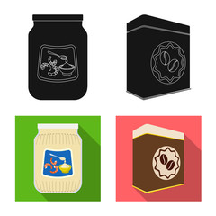 Vector illustration of can and food logo. Collection of can and package stock vector illustration.