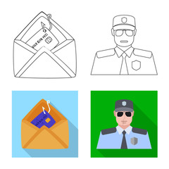 Vector illustration of virus and secure icon. Set of virus and cyber stock symbol for web.