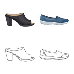 Vector illustration of footwear and woman icon. Set of footwear and foot vector icon for stock.