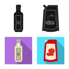 Vector design of can and food symbol. Collection of can and package stock symbol for web.