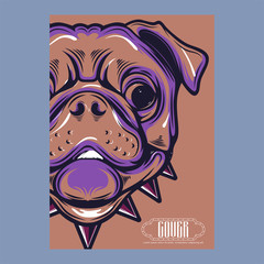 Portrait of french bulldog wearing sunglasses - Vector illustration