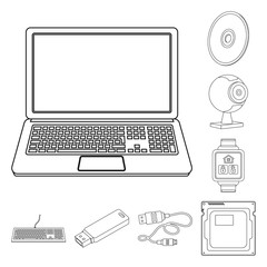 Vector illustration of laptop and device logo. Collection of laptop and server stock symbol for web.