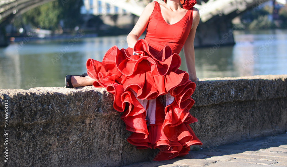 Wall mural the girl in the flamenco red dress