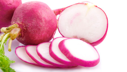 Red radish on a white background