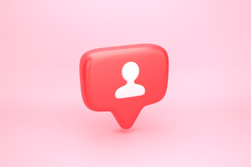 One friend or follower social media notification with heart icon