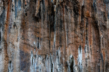 texture details of rock cliff on the island of the sea kra bi Thailand