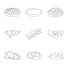 Isolated object of burger and sandwich logo. Set of burger and slice vector icon for stock.
