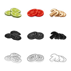 Vector design of burger and sandwich logo. Collection of burger and slice vector icon for stock.