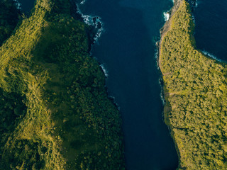 aerial top shot of the coast of hawaii
