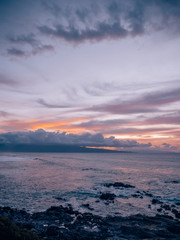 sunset at a coast of Hawaii