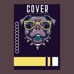 Pug Dog in a glasses. Vector illustration