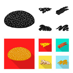 Isolated object of burger and sandwich icon. Collection of burger and slice stock vector illustration.