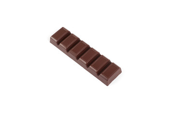 Dark chocolate bar isolated on a white background.