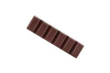Dark chocolate bar isolated on a white background.