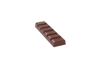 Dark chocolate bar isolated on a white background.