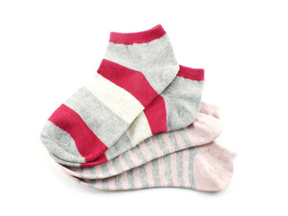 collection of colored socks isolate on white background