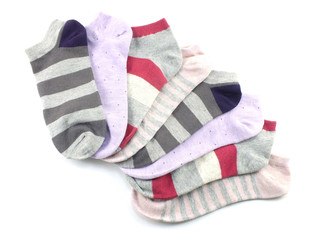 collection of colored socks isolate on white background
