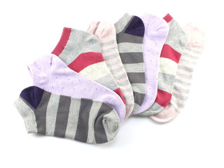 collection of colored socks isolate on white background