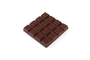 Dark chocolate bar isolated on a white background.