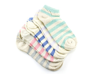 collection of colored socks isolate on white background