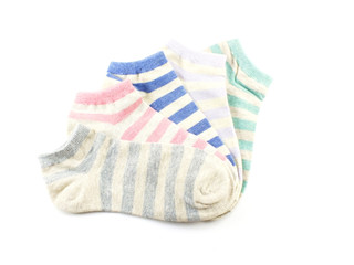 collection of colored socks isolate on white background