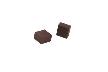 dark chocolate candy isolated on white background.