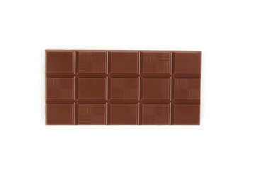 Milk chocolate bar isolated on a white background.