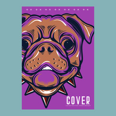Pug Dog in a glasses. Vector illustration