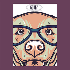 Pug Dog in a glasses. Vector illustration